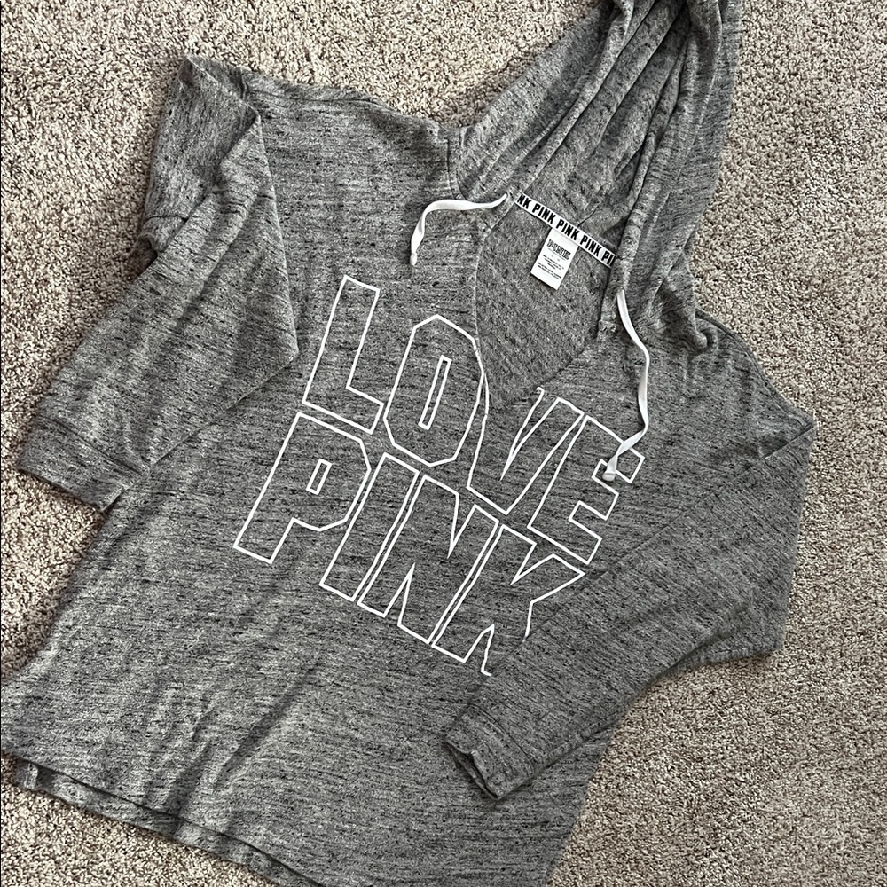 PINK Victoria's Secret Heather Gray Graphic Hoodie